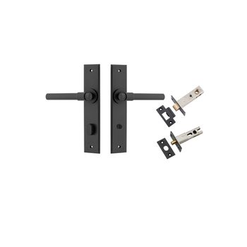 Helsinki Lever - Chamfered Backplate Privacy Kit with Privacy Turn