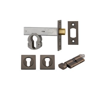 Euro Mortice Deadbolt Kit - 70mm Backset with Square Euro Escutcheon Key/Thumb