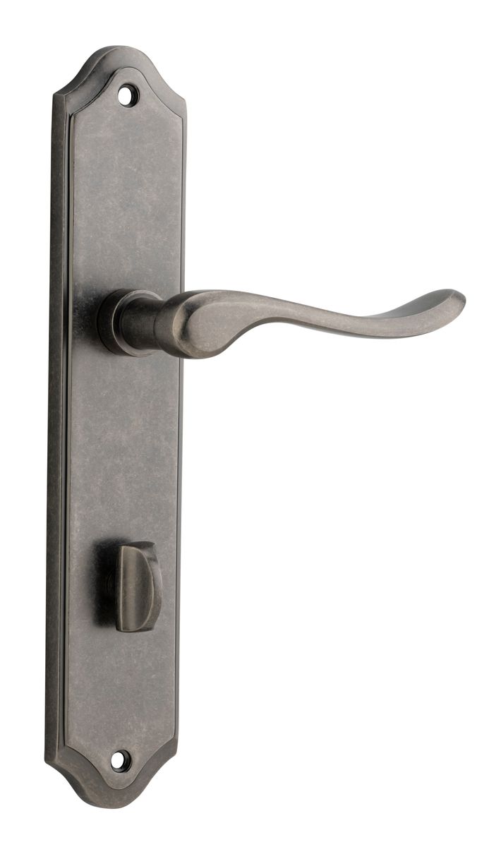 13922P85 - Stirling Lever - Shouldered Backplate - Distressed Nickel - Privacy