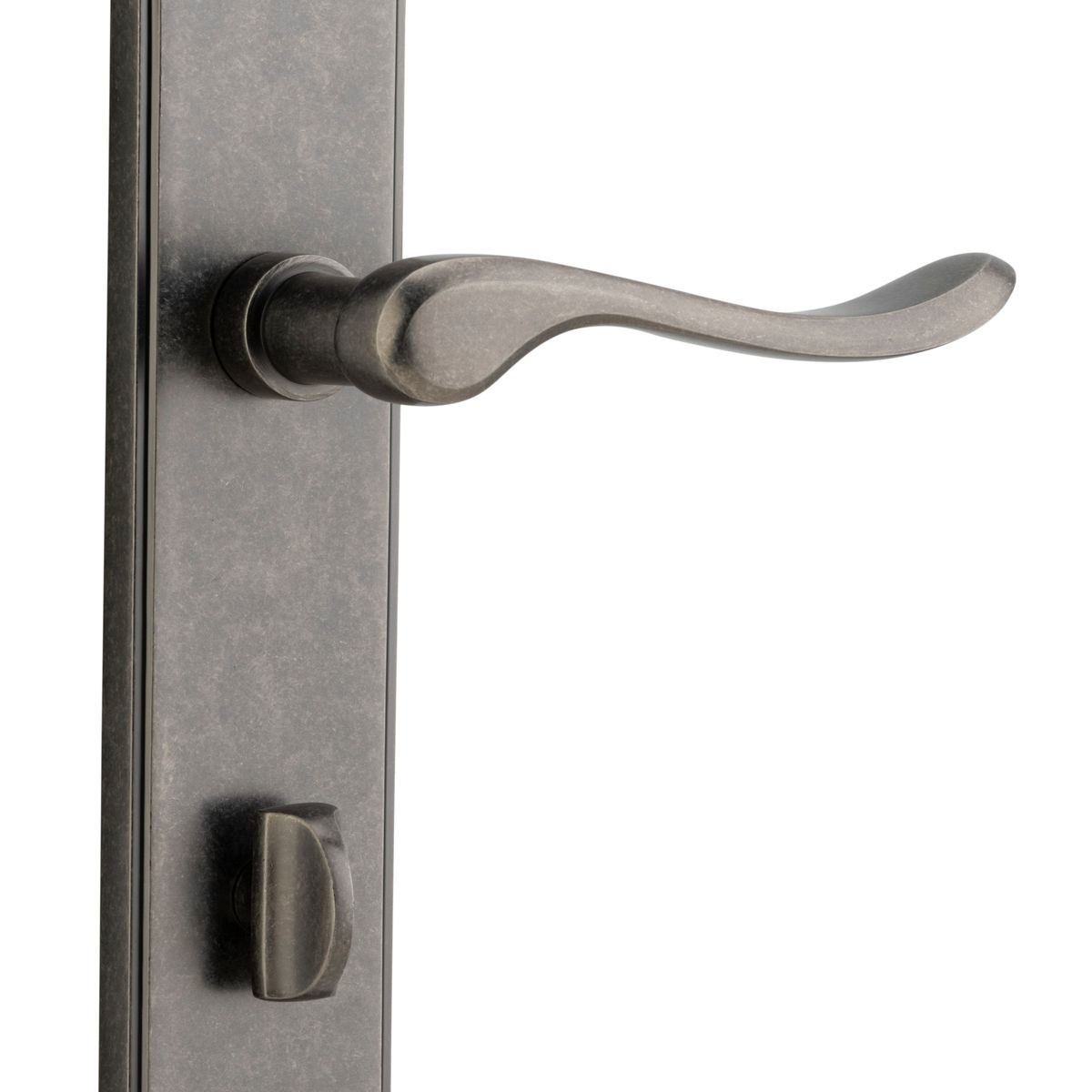 13922P85 - Stirling Lever - Shouldered Backplate - Distressed Nickel - Privacy