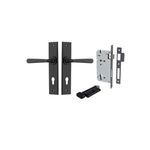 12880KENTR60KT - Copenhagen Lever - Chamfered Backplate Entrance Kit with High Security Lock - Matt Black - Entrance