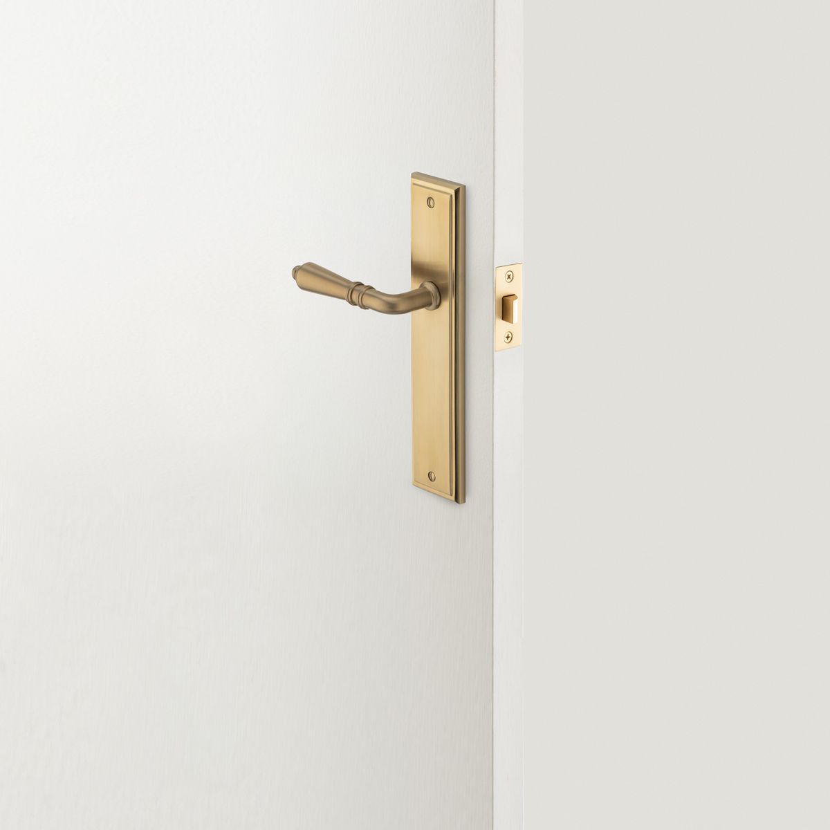 16236KENTR60KK - Sarlat Lever - Stepped Backplate Entrance Kit with High Security Lock - Brushed Gold PVD - Entrance