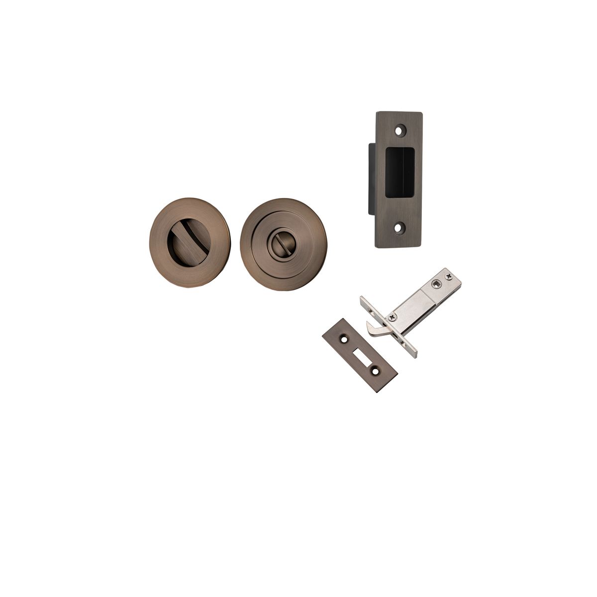 21431 - Round Sliding Door Pull Privacy Kit with Inbuilt Privacy Turn - Signature Brass - Privacy