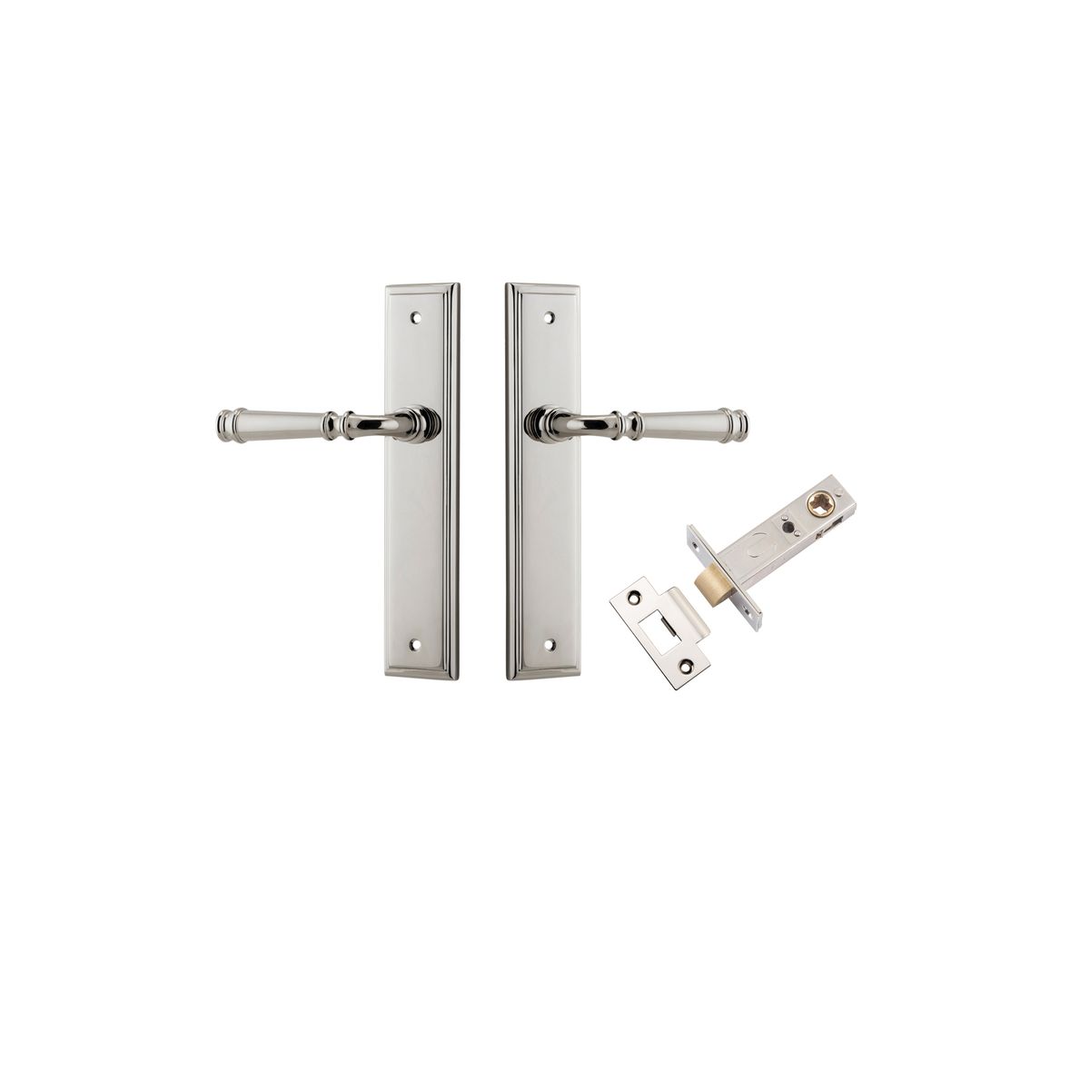 14242KPASS60 - Verona Lever - Stepped Backplate Passage Kit - Polished Nickel - Passage