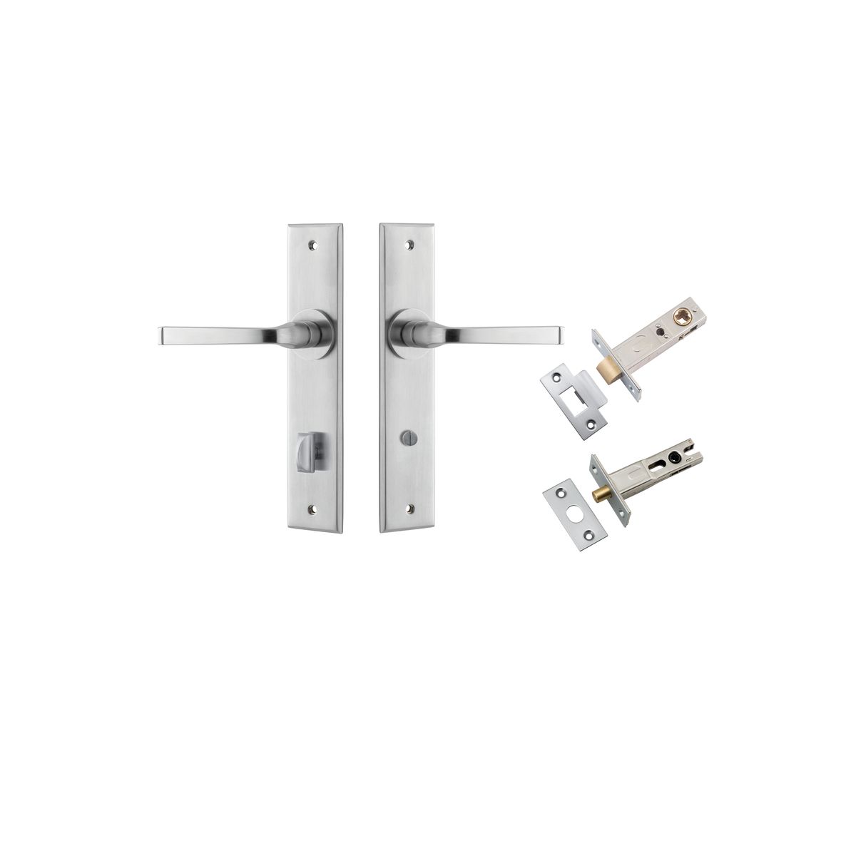 12288KPRIV60 - Annecy Lever - Chamfered Backplate Privacy Kit with Privacy Turn - Brushed Chrome - Privacy