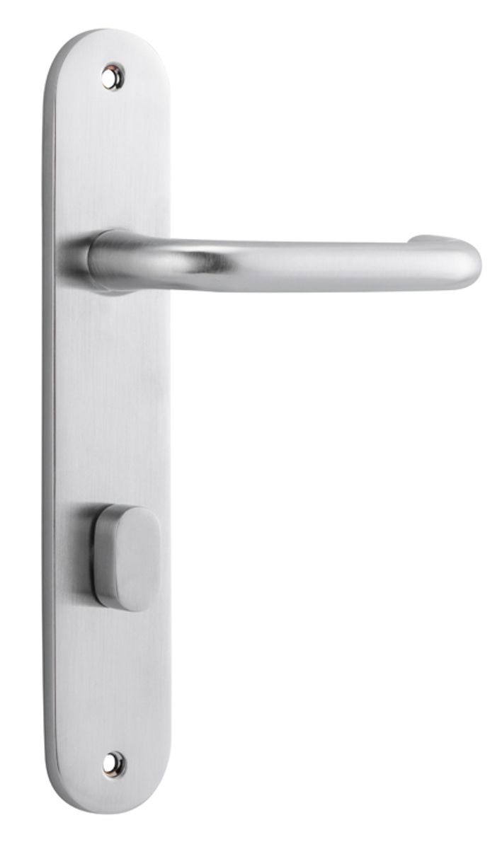 12346P85 - Oslo Lever - Oval Backplate - Brushed Chrome - Privacy