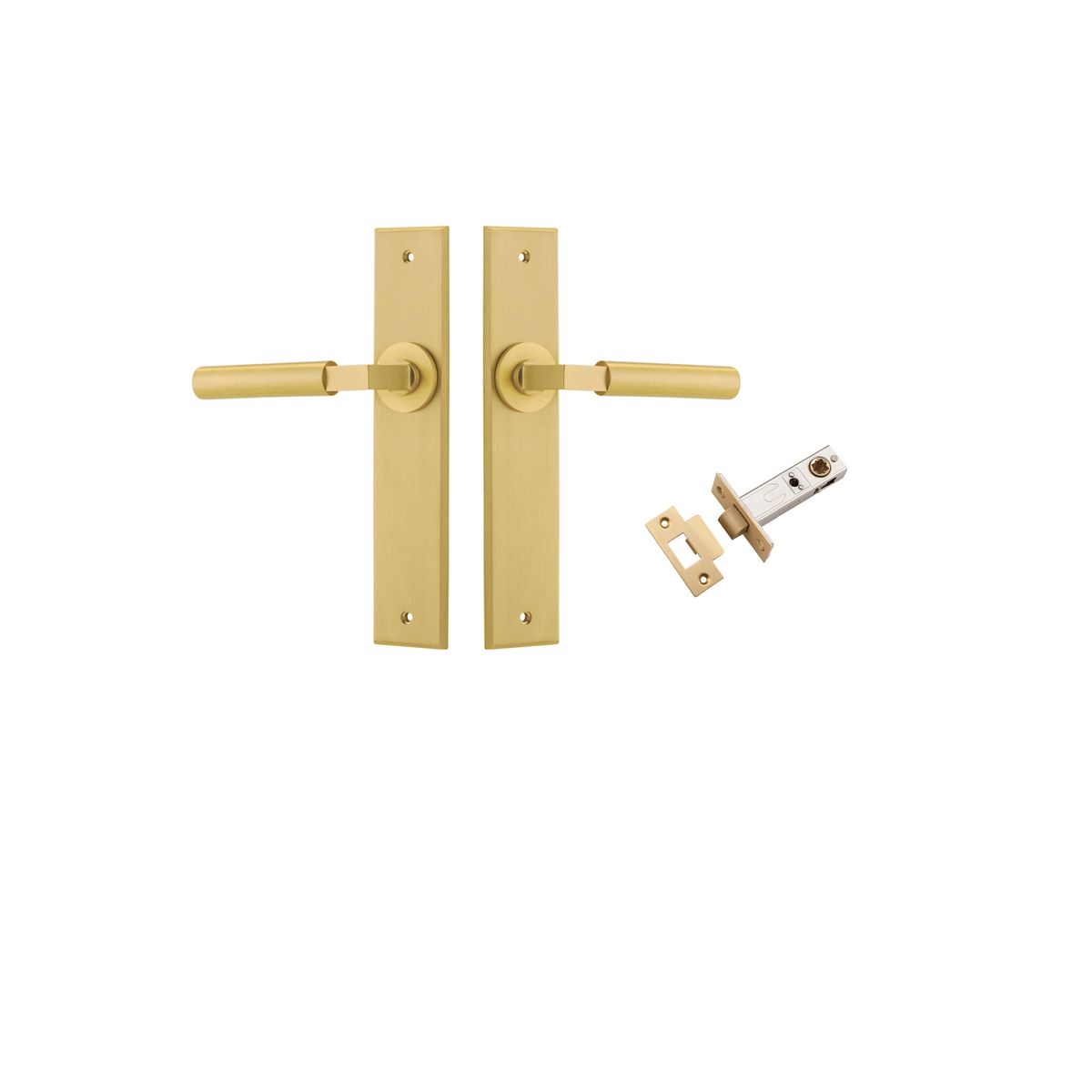 16394KPASS60 - Berlin Lever - Chamfered Backplate Passage Kit - Brushed Gold PVD - Passage