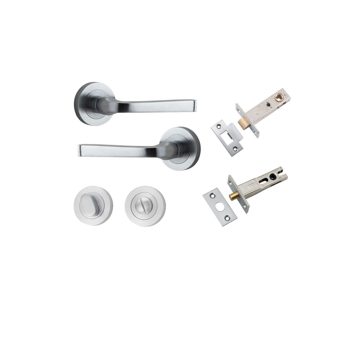 0325KPRIV60 - Annecy Lever - Round Rose Privacy Kit with Separate Privacy Turn - Brushed Chrome - Privacy