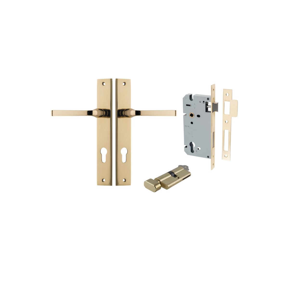 10208KENTR60KT - Annecy Lever - Rectangular Backplate Entrance Kit with High Security Lock - Polished Brass - Entrance