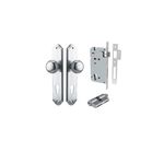 12328KENTR60KK - Cambridge Knob - Shouldered Backplate Entrance Kit with High Security Lock - Brushed Chrome - Entrance