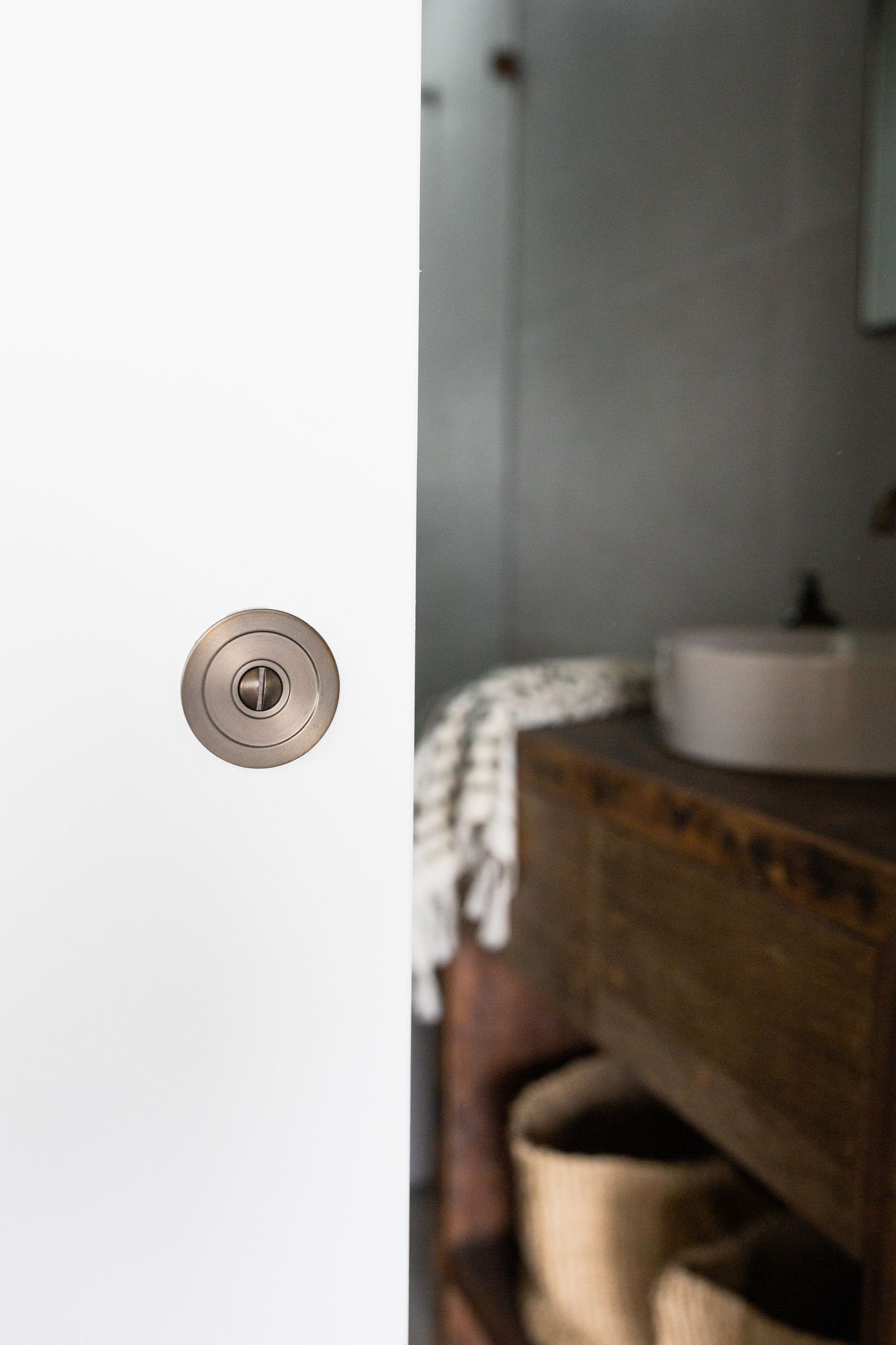 17182 - Round Sliding Door Pull Privacy Kit with Inbuilt Privacy Turn - Brushed Gold PVD - Privacy