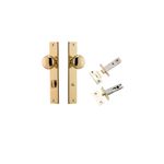 10322KPRIV60 - Cambridge Knob - Rectangular Backplate Privacy Kit with Privacy Turn - Polished Brass - Privacy