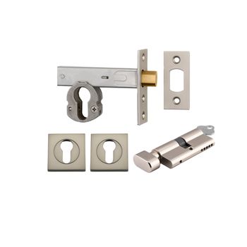 Euro Mortice Deadbolt Kit - 60mm Backset with Square Euro Escutcheon Key/Thumb