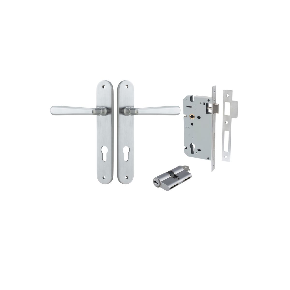 12376KENTR60KK - Copenhagen Lever - Oval Backplate Entrance Kit with High Security Lock - Brushed Chrome - Entrance