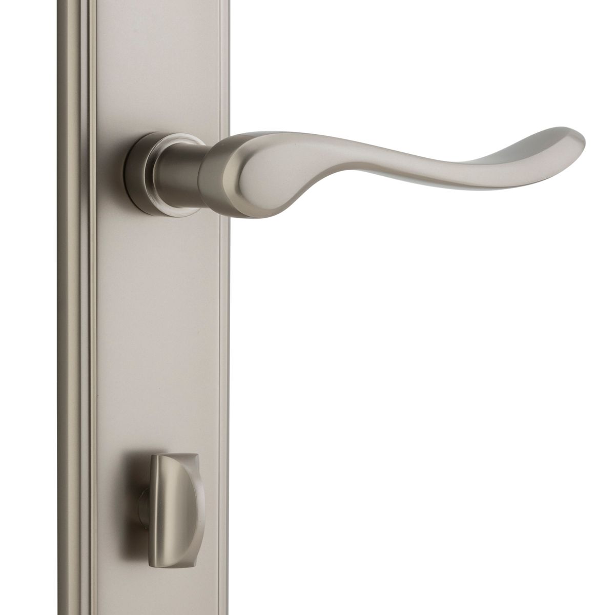 14926P85 - Stirling Lever - Stepped Backplate - Satin Nickel - Privacy