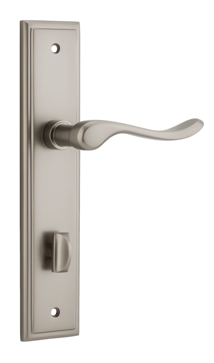 14926P85 - Stirling Lever - Stepped Backplate - Satin Nickel - Privacy