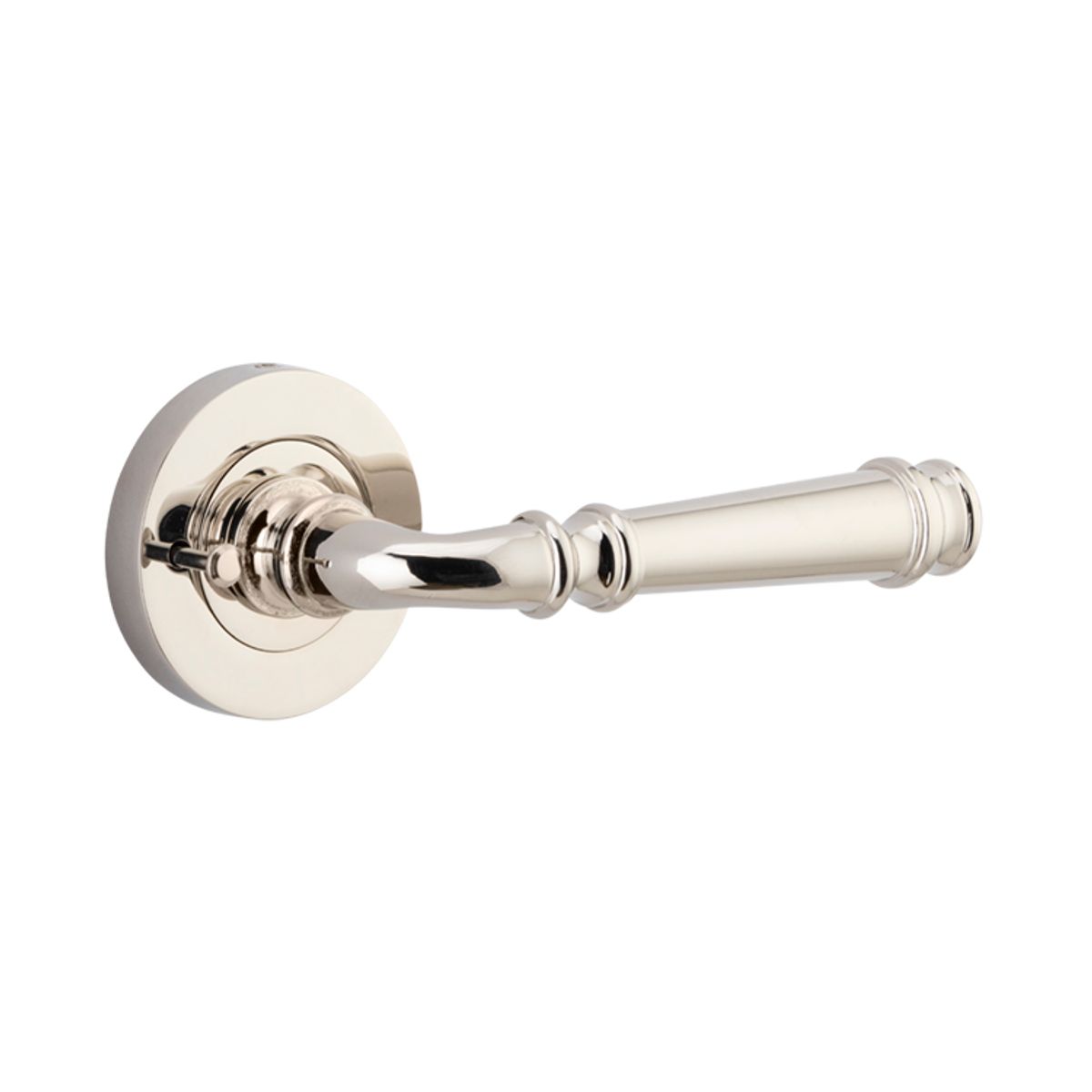 0318KIBPRIV60 - Verona Lever - Round Rose (Inbuilt Privacy) - Polished Nickel - Privacy