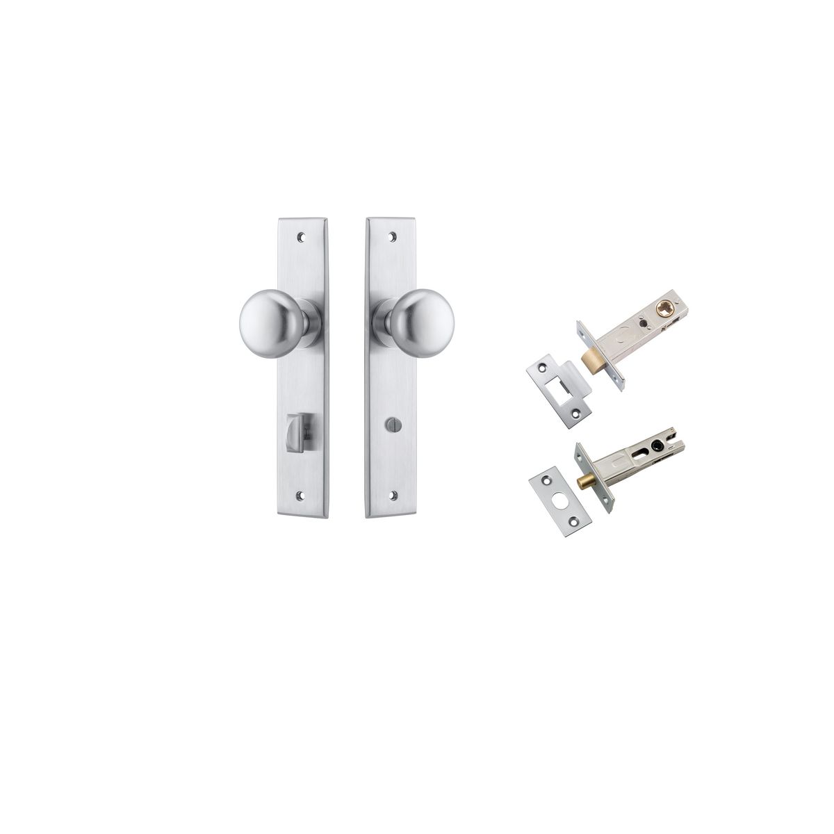 12446KPRIV60 - Cambridge Knob - Chamfered Backplate Privacy Kit with Privacy Turn - Brushed Chrome - Privacy