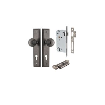 Guildford Knob - Stepped Backplate Entrance Kit with High Security Lock