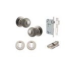 0229KENTR60KK - Guildford Knob - Round Rose Entrance Kit with Separate High Security Lock - Satin Nickel - Entrance