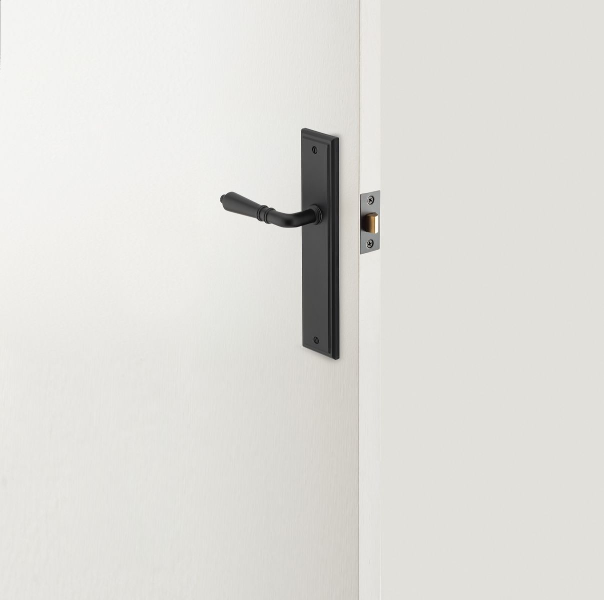 12736KPRIV60 - Sarlat Lever - Stepped Backplate Privacy Kit - Matt Black - Privacy