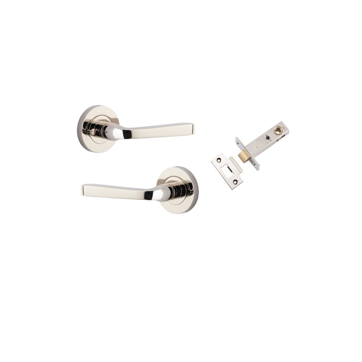 0328KIBPRIV60 - Annecy Lever - Round Rose (Inbuilt Privacy) - Polished Nickel - Privacy