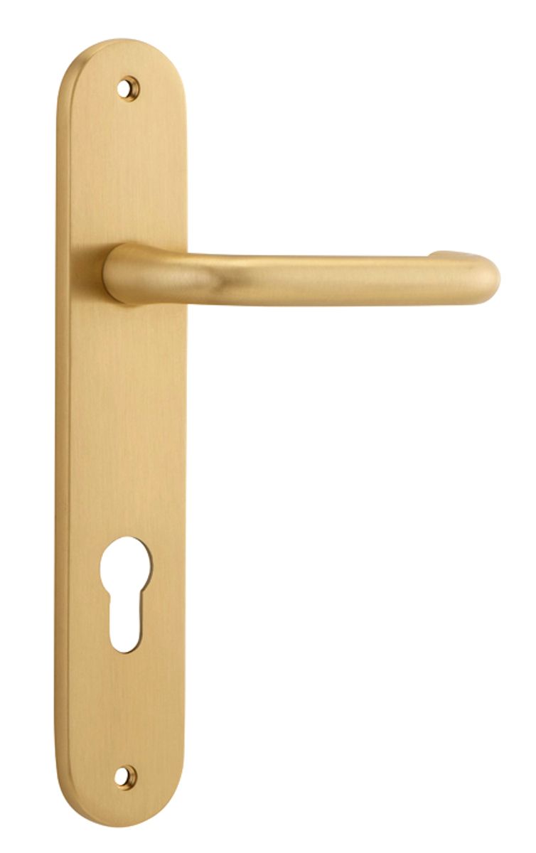 15346E85 - Oslo Lever - Oval Backplate - Brushed Brass - Entrance