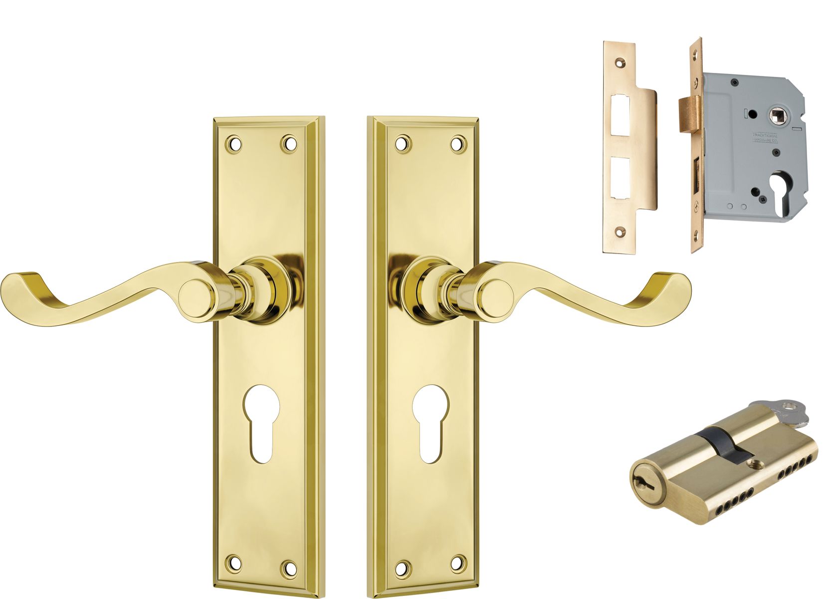 Milton Lever - Long Backplate Entrance Set with High Security Lock