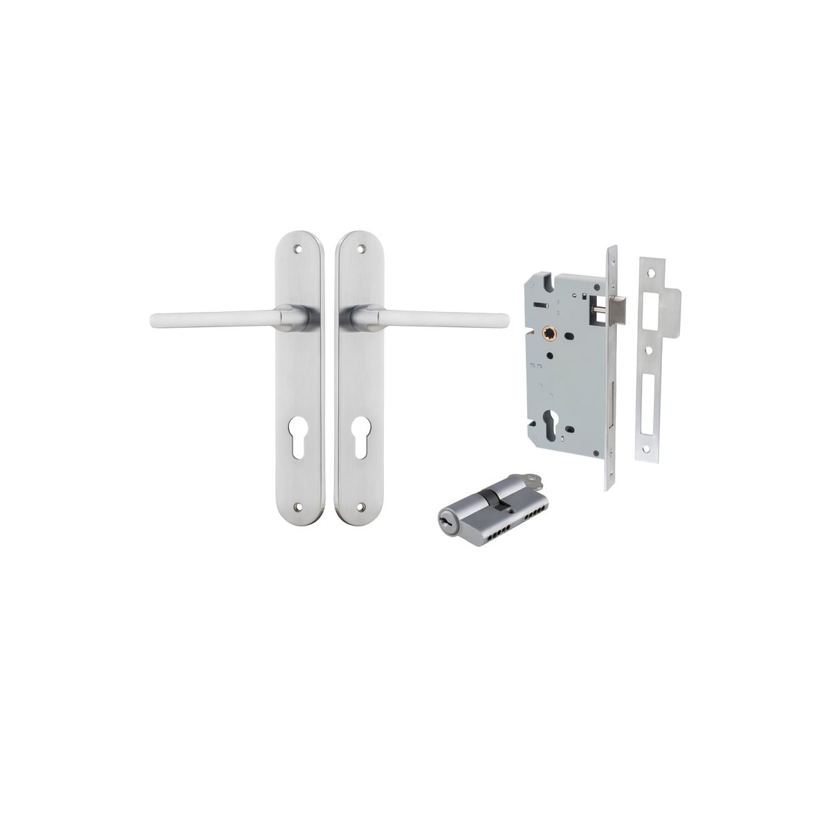 12226KENTR60KK - Baltimore Lever - Oval Backplate Entrance Kit with High Security Lock - Brushed Chrome - Entrance