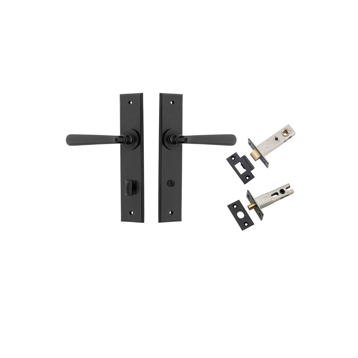 12880KPRIV60 - Copenhagen Lever - Chamfered Backplate Privacy Kit with Privacy Turn - Matt Black - Privacy