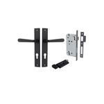 12872KENTR60KT - Copenhagen Lever - Rectangular Backplate Entrance Kit with High Security Lock - Matt Black - Entrance