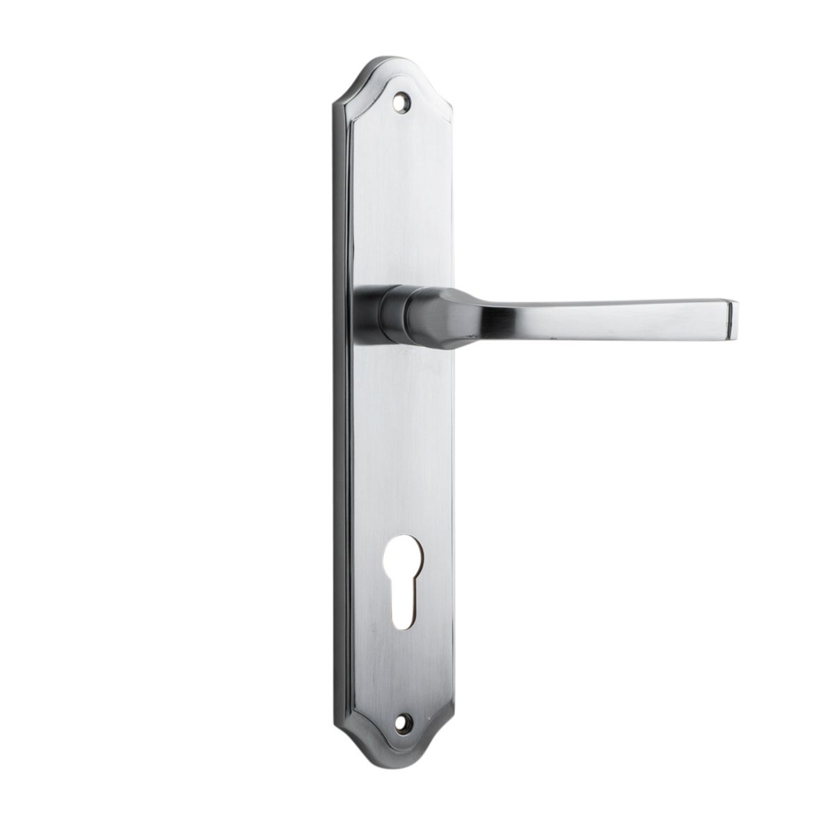 12220E85 - Annecy Lever - Shouldered Backplate - Brushed Chrome - Entrance
