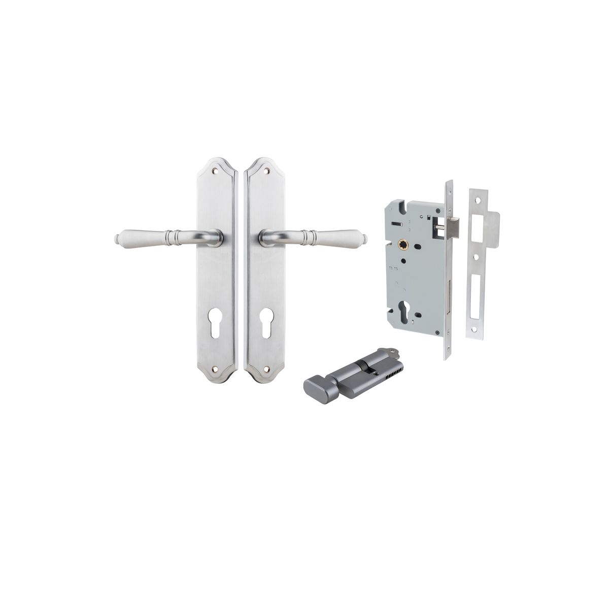 12212KENTR60KT - Sarlat Lever - Shouldered Backplate Entrance Kit with High Security Lock - Brushed Chrome - Entrance