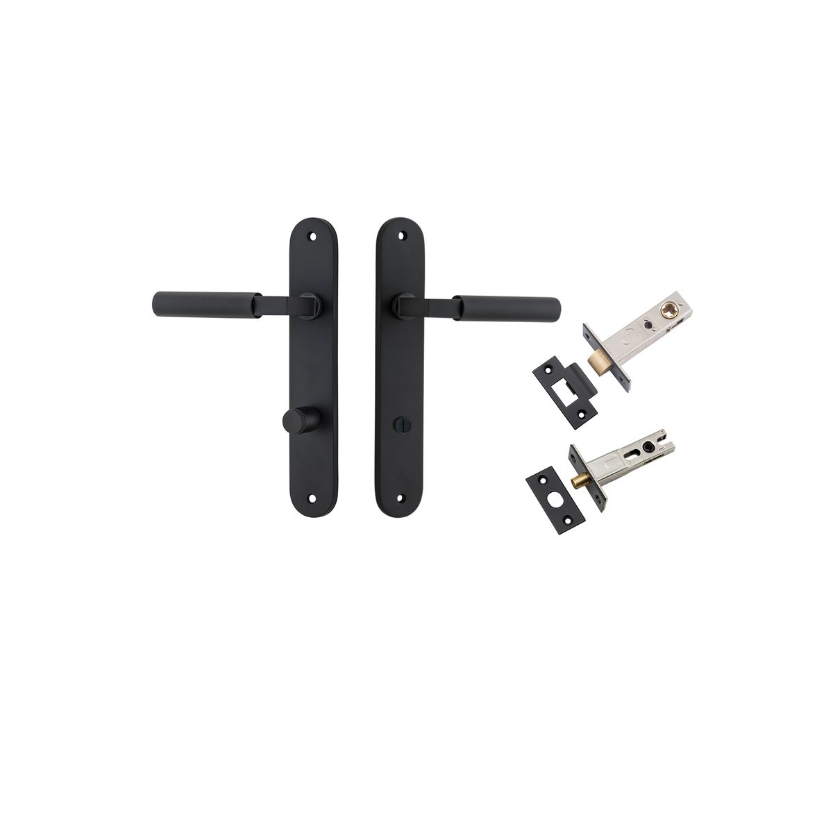 12766KPRIV60 - Berlin Lever - Oval Backplate Privacy Kit - Matt Black - Privacy