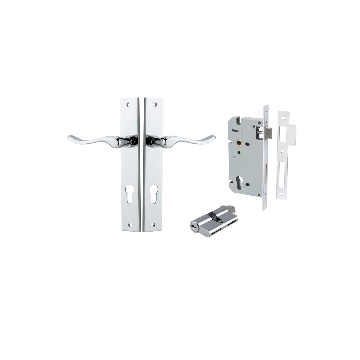 11920KENTR60KK - Stirling Lever - Rectangular Backplate Entrance Kit with High Security Lock - Polished Chrome - Entrance