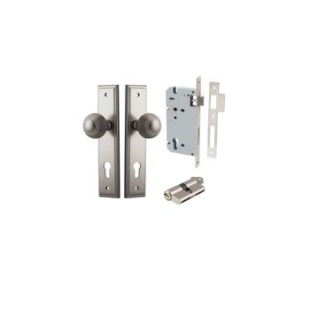 Guildford Knob - Stepped Backplate Entrance Kit with High Security Lock