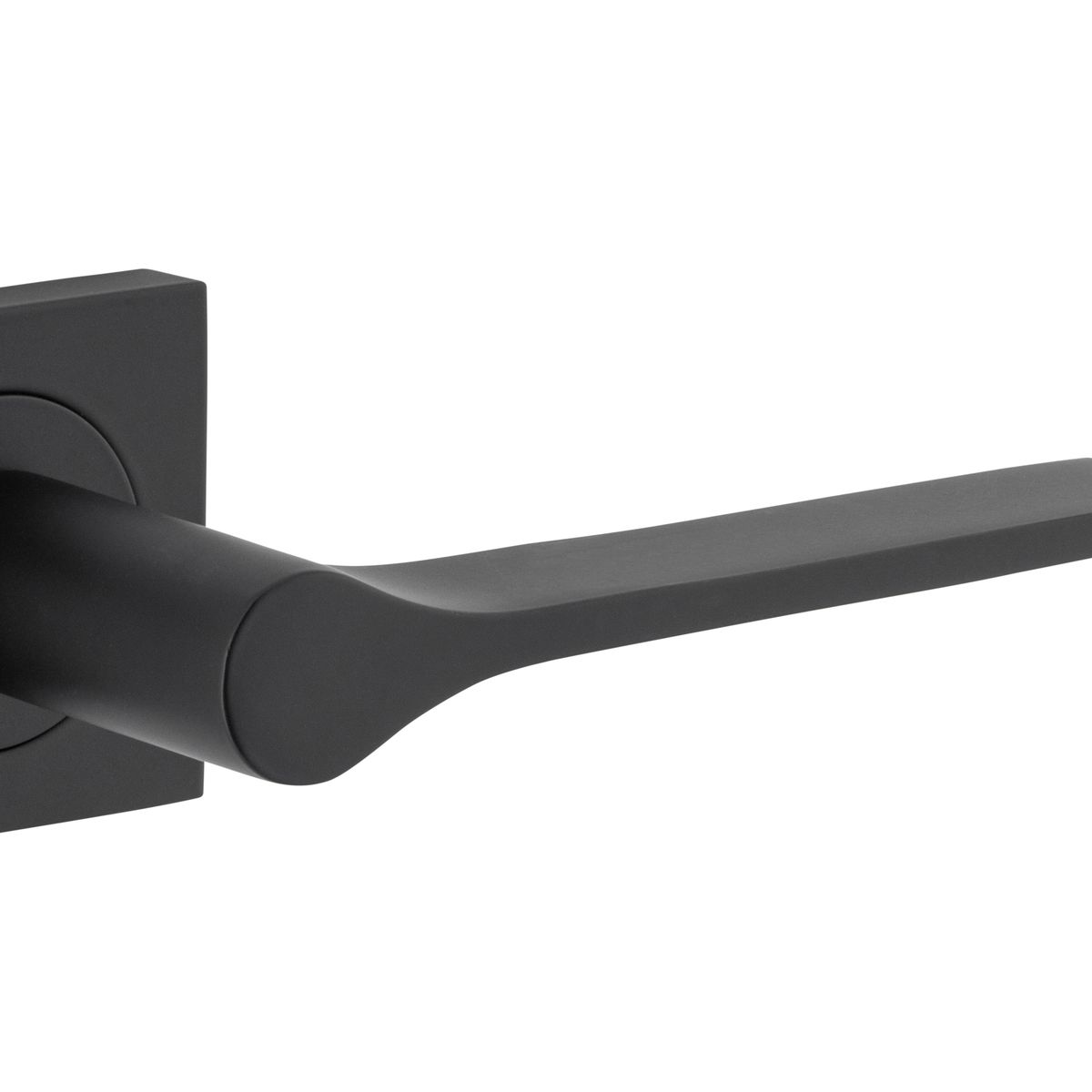 0433 - Como Lever - Square Rose - Matt Black - Passage
