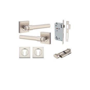 Helsinki Lever - Square Rose Entrance Kit with Separate High Security Lock