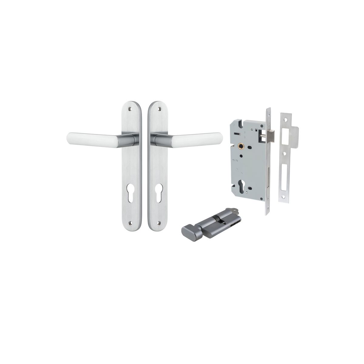 12364KENTR60KT - Osaka Lever - Oval Backplate Entrance Kit with High Security Lock - Brushed Chrome - Entrance