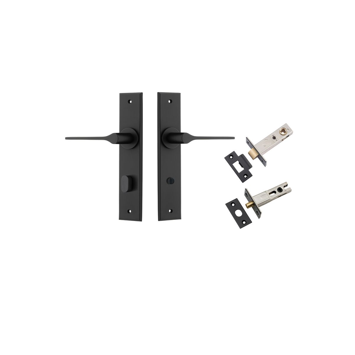 12758KPRIV60 - Como Lever - Chamfered Backplate Privacy Kit - Matt Black - Privacy