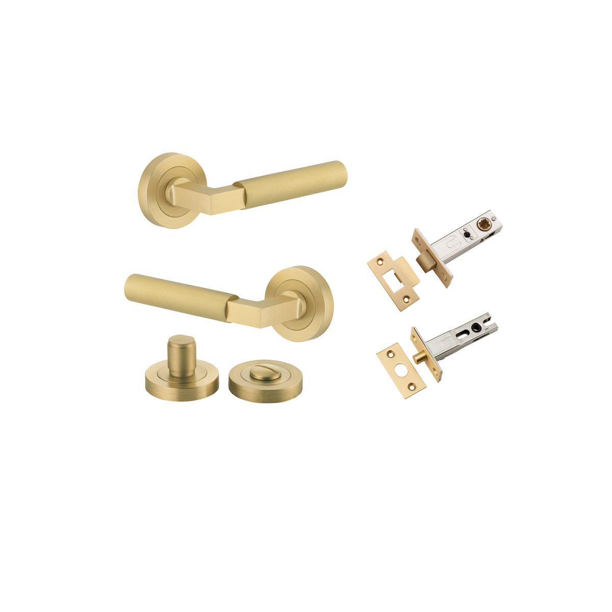 16272KPRIV60 - Berlin Lever - Round Rose Privacy Kit - Brushed Gold PVD - Privacy