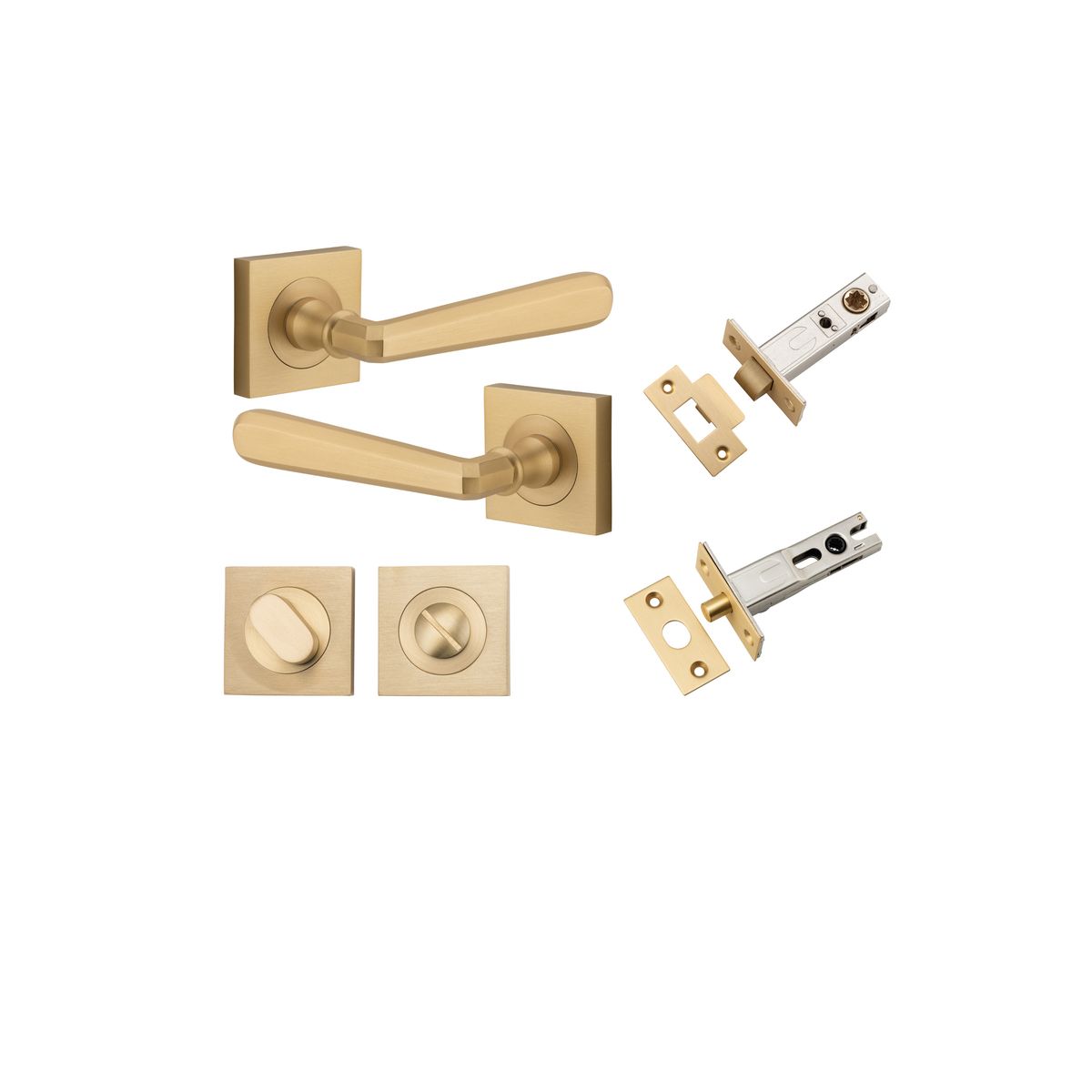 21196KPRIV60 - Copenhagen Lever - Square Rose Privacy Kit with Separate Privacy Turn - Brushed Brass - Privacy