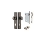 13840KENTR60KK - Cambridge Knob - Stepped Backplate Entrance Kit with High Security Lock - Distressed Nickel - Entrance