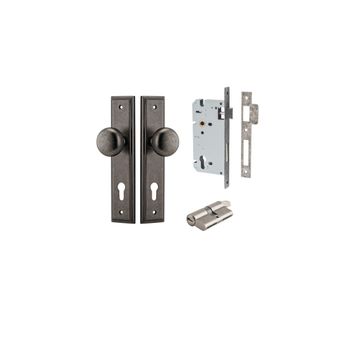 Cambridge Knob - Stepped Backplate Entrance Kit with High Security Lock
