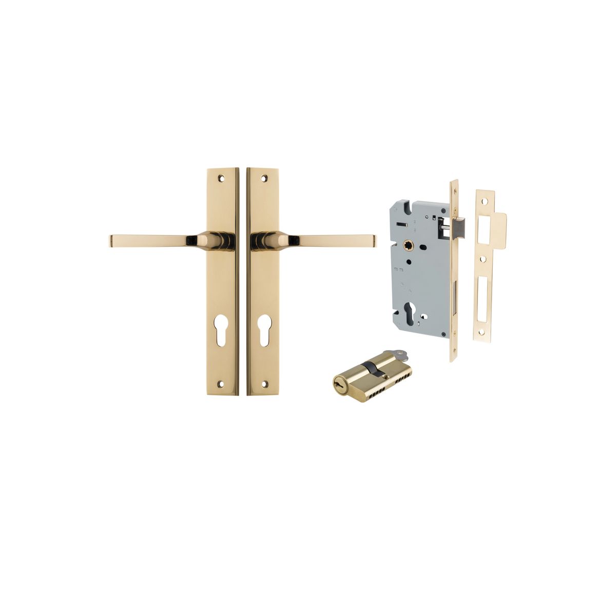 10208KENTR60KK - Annecy Lever - Rectangular Backplate Entrance Kit with High Security Lock - Polished Brass - Entrance