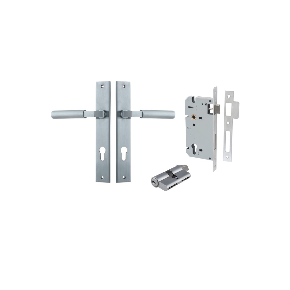 12250KENTR60KK - Berlin Lever - Rectangular Backplate Entrance Kit with High Security Lock - Brushed Chrome - Entrance