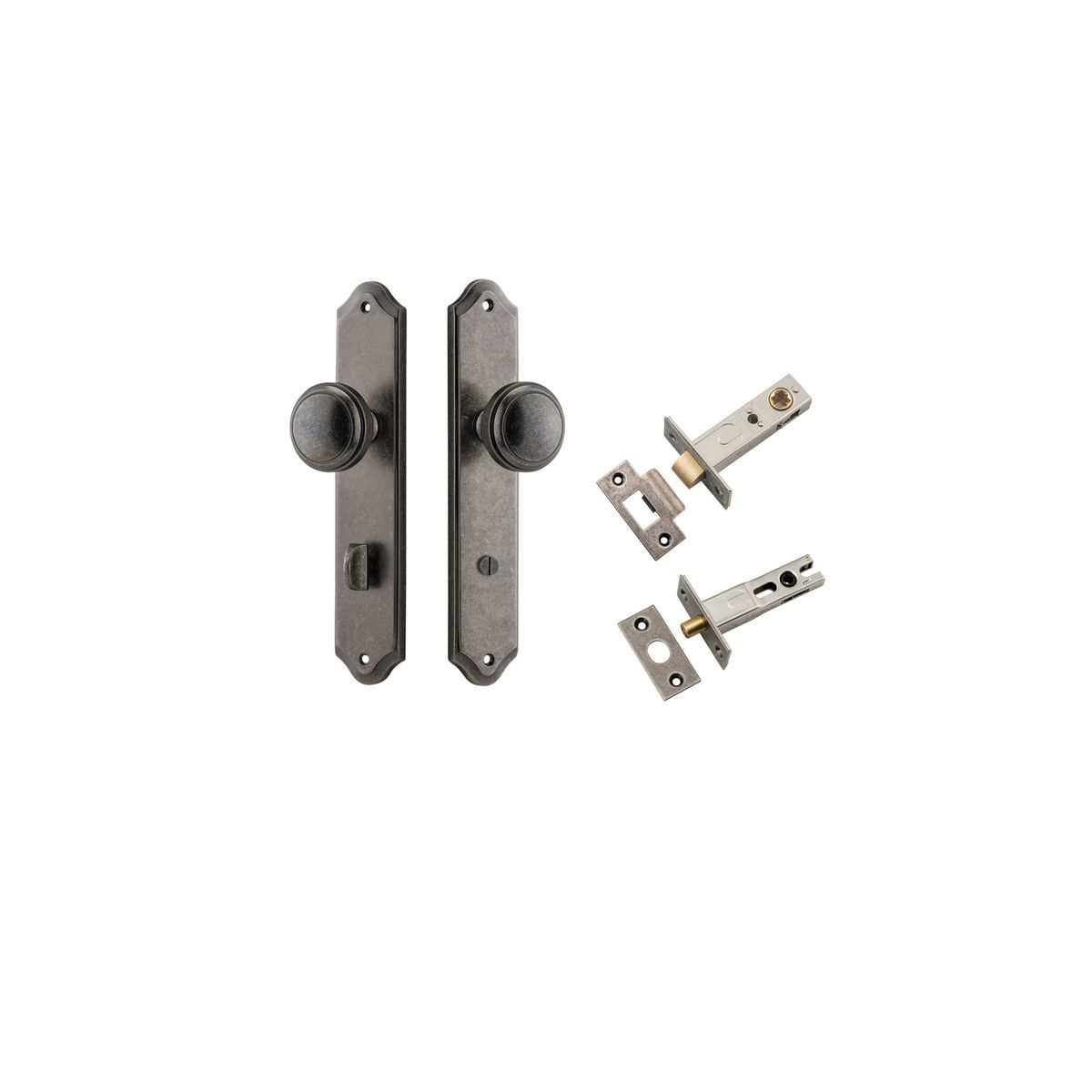 13826KPRIV60 - Paddington Knob - Shouldered Backplate Privacy Kit with Privacy Turn - Distressed Nickel - Privacy