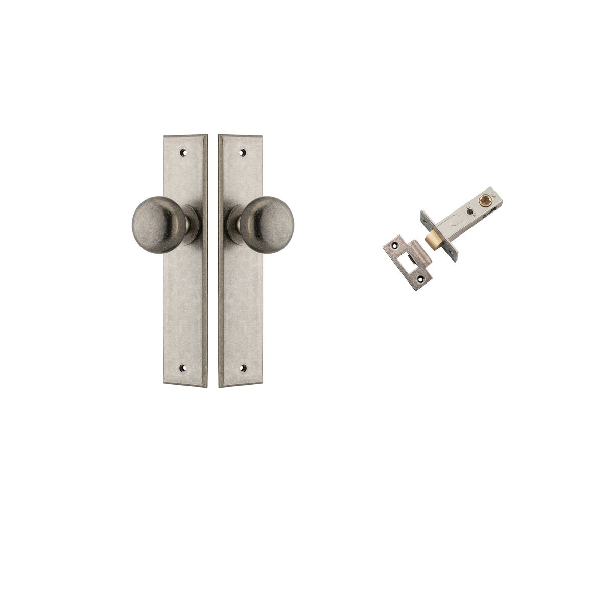 13946KPASS60 - Cambridge Knob - Chamfered Backplate Passage Kit - Distressed Nickel - Passage
