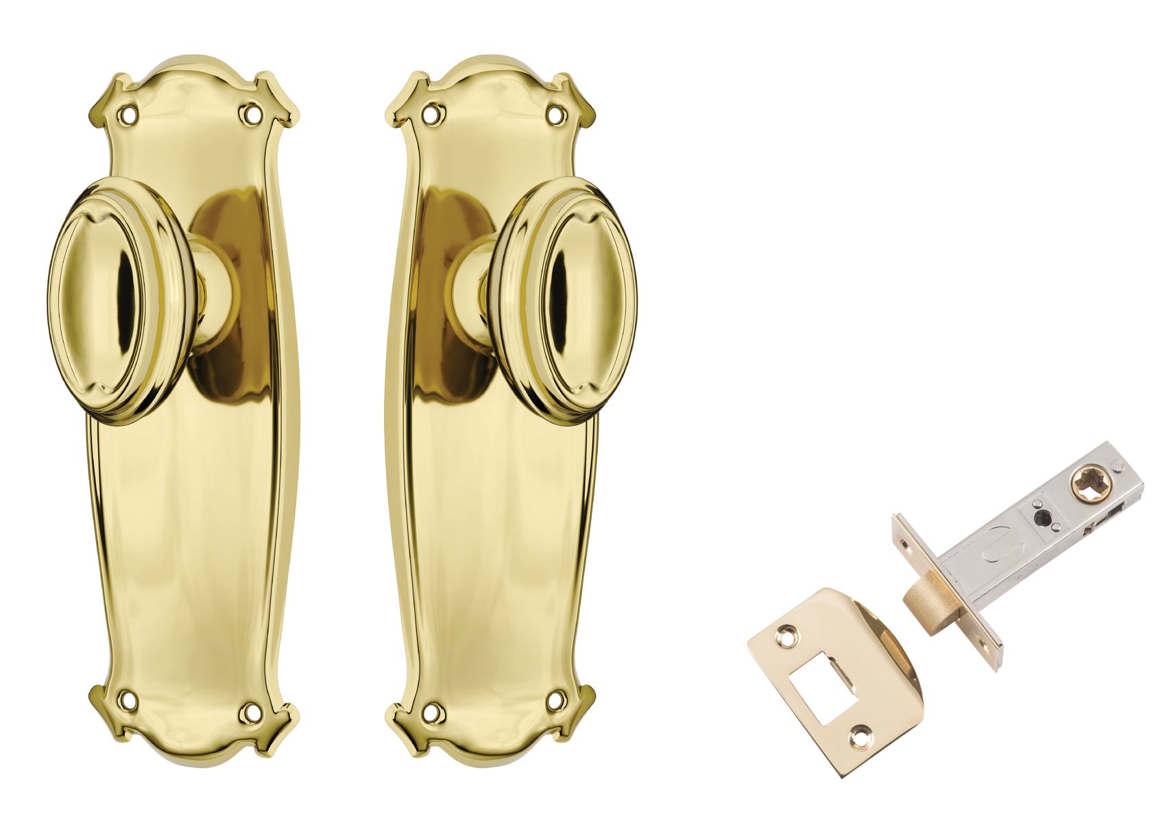 Bungalow Door Knob - Long Backplate Passage Set