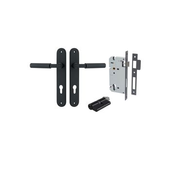 Brunswick Lever - Oval Backplate Entrance Kit with High Security Lock